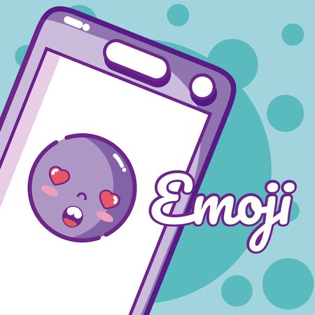 Cute emoji on smartphone vector illustration graphic designのイラスト素材