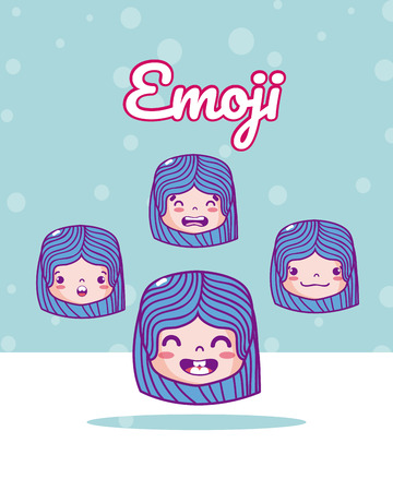 Cute girls emojisのイラスト素材