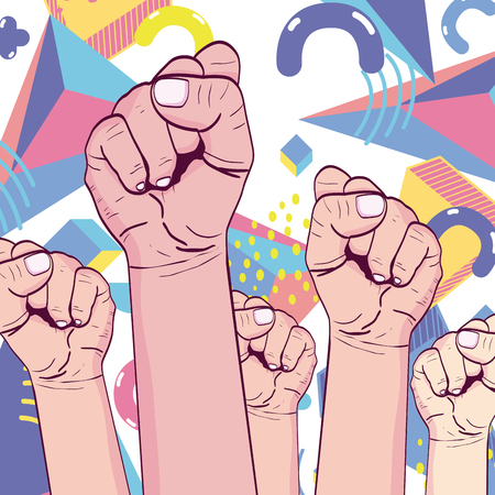 Girl power memphis style Vector illustration.のイラスト素材