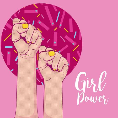 Girl power memphis style Vector illustration.のイラスト素材