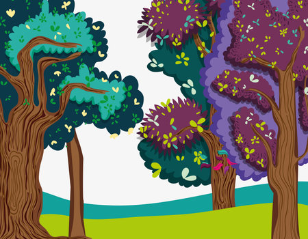 Beautiful forest sceneryのイラスト素材