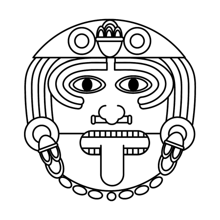line aztec sun god culture symbol vector illustrationのイラスト素材