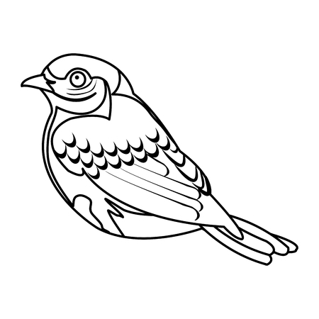 line beauty bird animal with plumage and wingsのイラスト素材