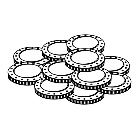 line metal gold coins cash money Vector illustration.のイラスト素材