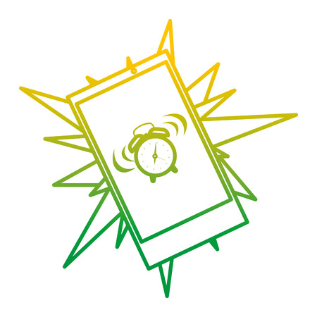 degraded line smartphone clock alarm technology to wake upのイラスト素材