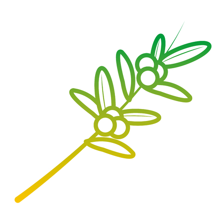 degraded line natural branch with flowers and leaves design vector illustrationのイラスト素材