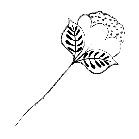 grunge tropical flower plant with exotic leaves vector illustrationのイラスト素材