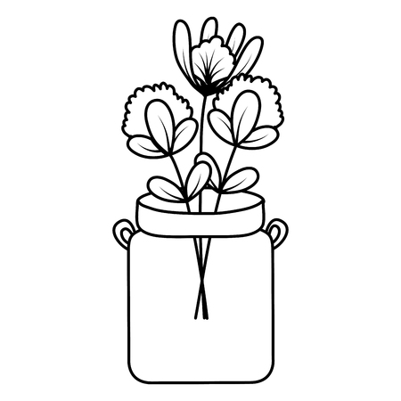 line flowers plants preserve inside jar masonのイラスト素材
