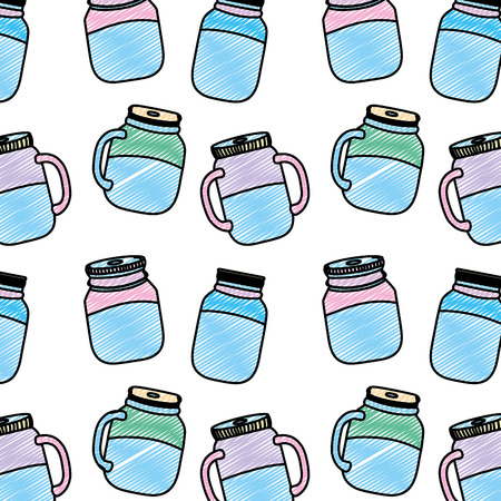 doodle water inside glass bottle object backgroundのイラスト素材