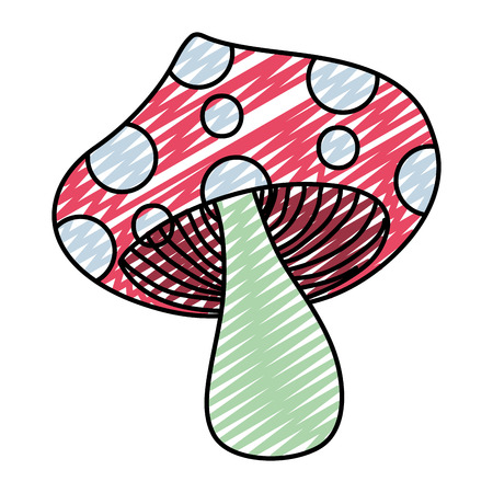 doodle cute nature fungus vegetable plant Vector illustration.のイラスト素材