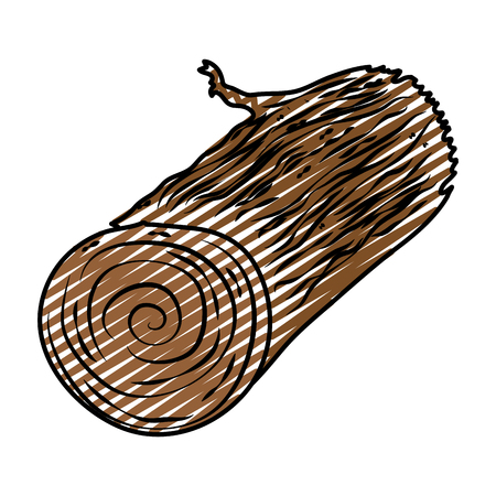 Doodle illustration of natural wooden log, exotic texture.のイラスト素材