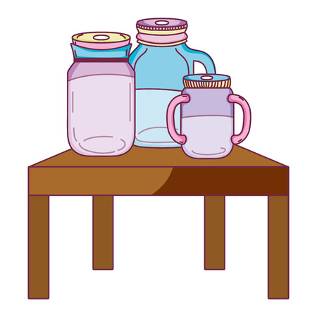 mason jar with water preserve in the table vector illustrationのイラスト素材