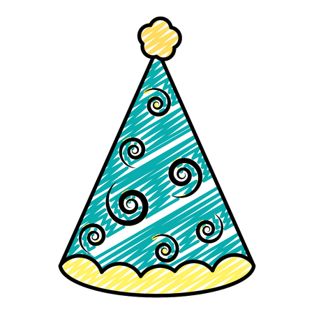 doodle hat party object with star and spital design vecctor illustrationのイラスト素材