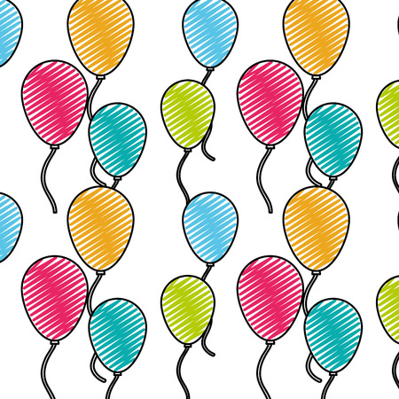 doodle fun balloons party decoration background vector illustrationのイラスト素材