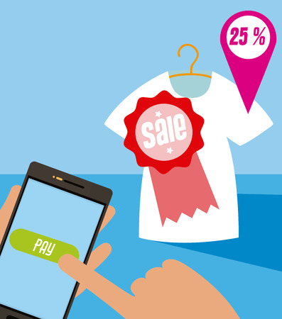 Shopping online from smartphone concept vector illustrationのイラスト素材