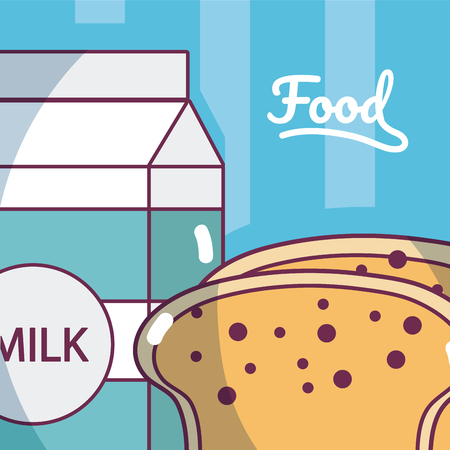Milk box and bread template vector illustrationのイラスト素材