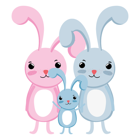 family rabbit wild cute animals vector illustrationのイラスト素材