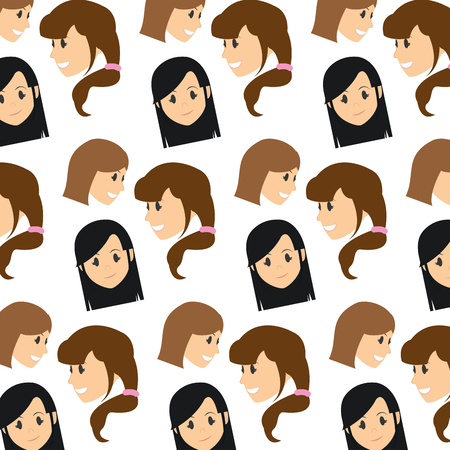 happy women head with hairstyle background vector illustrationのイラスト素材