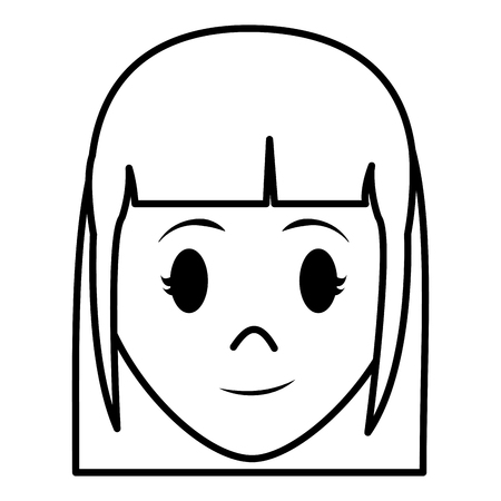 line happy woman head with hairstyle designのイラスト素材