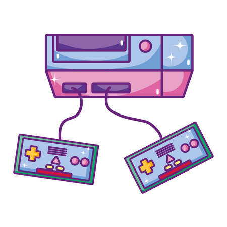 electronic videogame console with controllers technology vector illustrationのイラスト素材