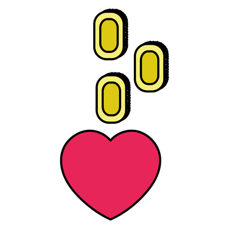 color game heart with coins to videogame consoleのイラスト素材