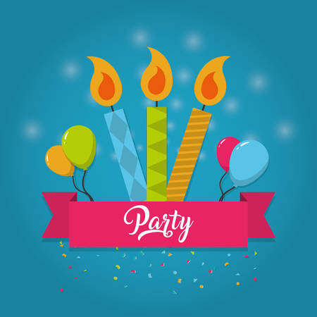 Happy carnaval card with candles and balloons icons.のイラスト素材