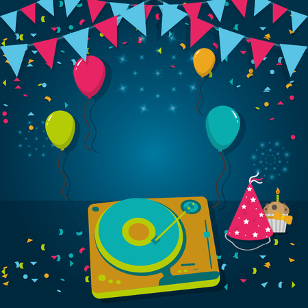 Birthday celebration elements cartoon concept vector illustration graphic designのイラスト素材