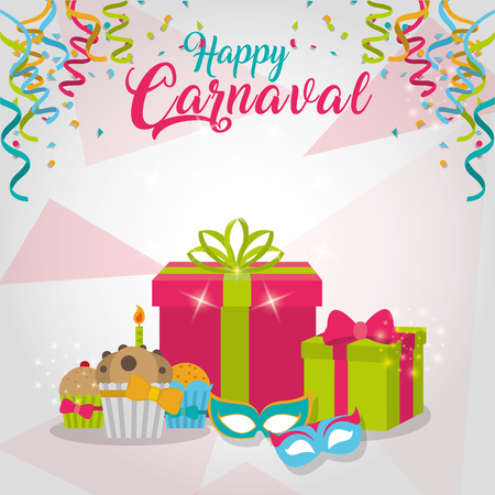 Happy carnaval card with decorative elements vector illustration graphic designのイラスト素材