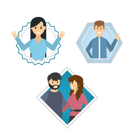Young people cartoon collection vector illustration graphic designのイラスト素材
