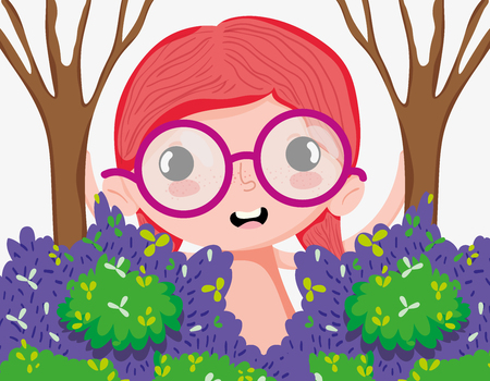 Beautiful girl at forest cute cartoons vector illustration graphic designのイラスト素材