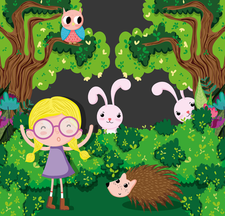 Beautiful girl at forestのイラスト素材