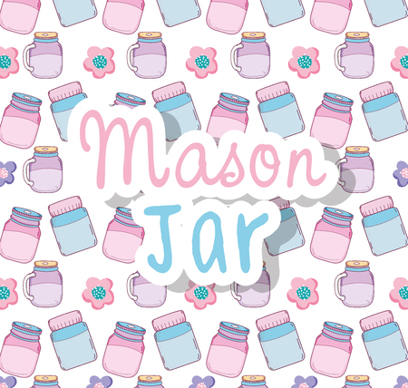 Mason jars pattern background on pastel colors vector illustration graphic designのイラスト素材