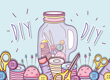 Do it yourself crafts with mason jar concept vector illustration graphic designのイラスト素材
