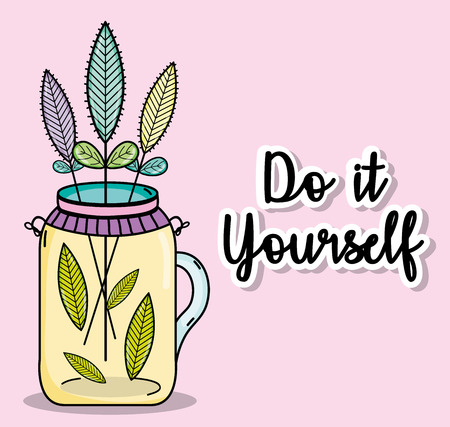 Do it yourself cartoons concept with plant illustration.のイラスト素材