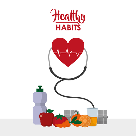 Healthy habits lifestyle conceptのイラスト素材