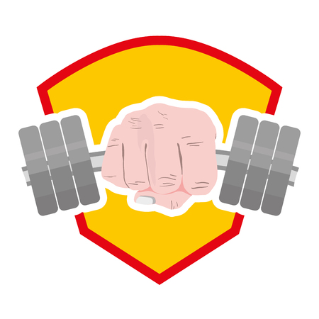 Band with weight object lifestyle and emblem.のイラスト素材