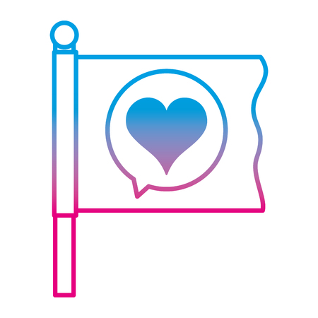 Degraded line flag with heart inside chat bubble messageのイラスト素材