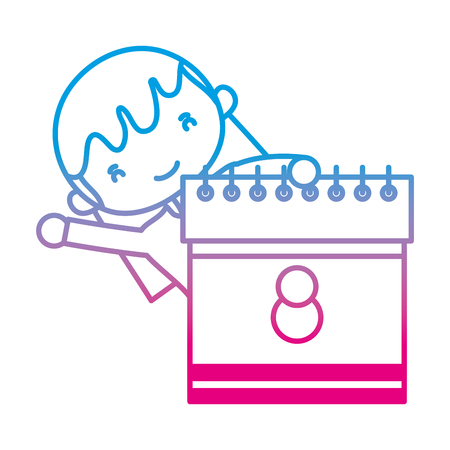 Degraded line happy girl with calendar to womens day celebrationのイラスト素材
