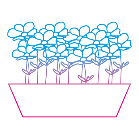 degraded line nature flower exotic leaves inside plantpotのイラスト素材