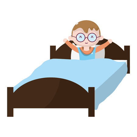 Boy with hairstyle and glasses in the beadのイラスト素材