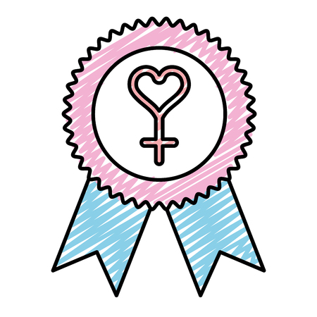 Doodle womens sign emblem to day delebrationのイラスト素材