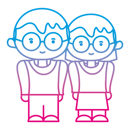 Degraded line boy and girl together with glasses and hairstyleのイラスト素材