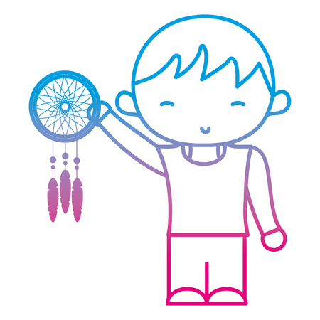 Degraded line boy hairstyle with dream catcherのイラスト素材