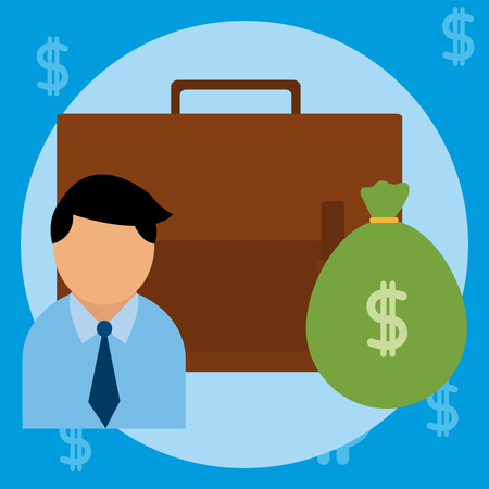 Businessman and bank conceptのイラスト素材