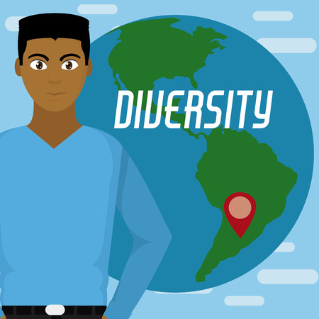 Young man diversity around the world vector illustration graphic designのイラスト素材
