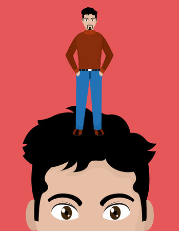 Young man with casual clothes over head background cartoon vector illustration graphic designのイラスト素材
