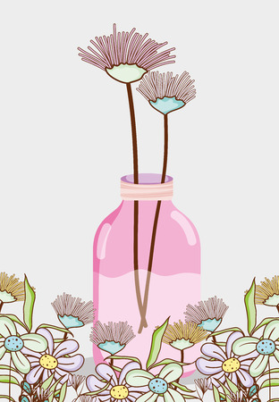 Bouquet of flowers in mason jar vaseのイラスト素材