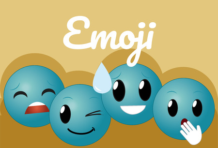 Cute round emojis cartoons concept vector illustration graphic designのイラスト素材