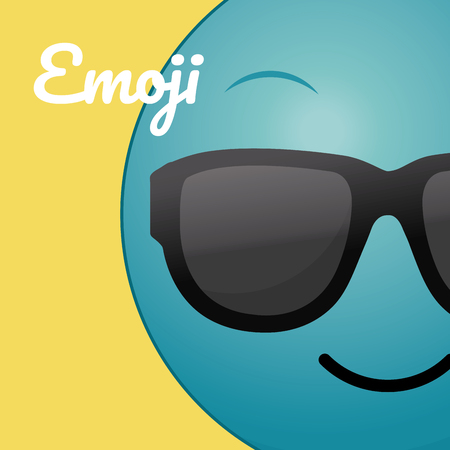 Cute round emoji cartoon over colorful background vector illustration graphic designのイラスト素材