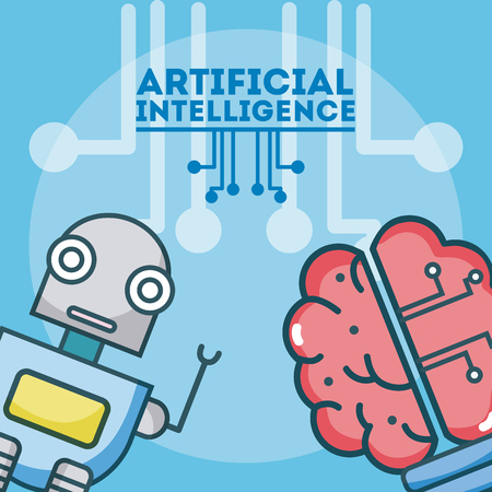 Artificial intelligence robot cartoon concept vector illustration graphic designのイラスト素材